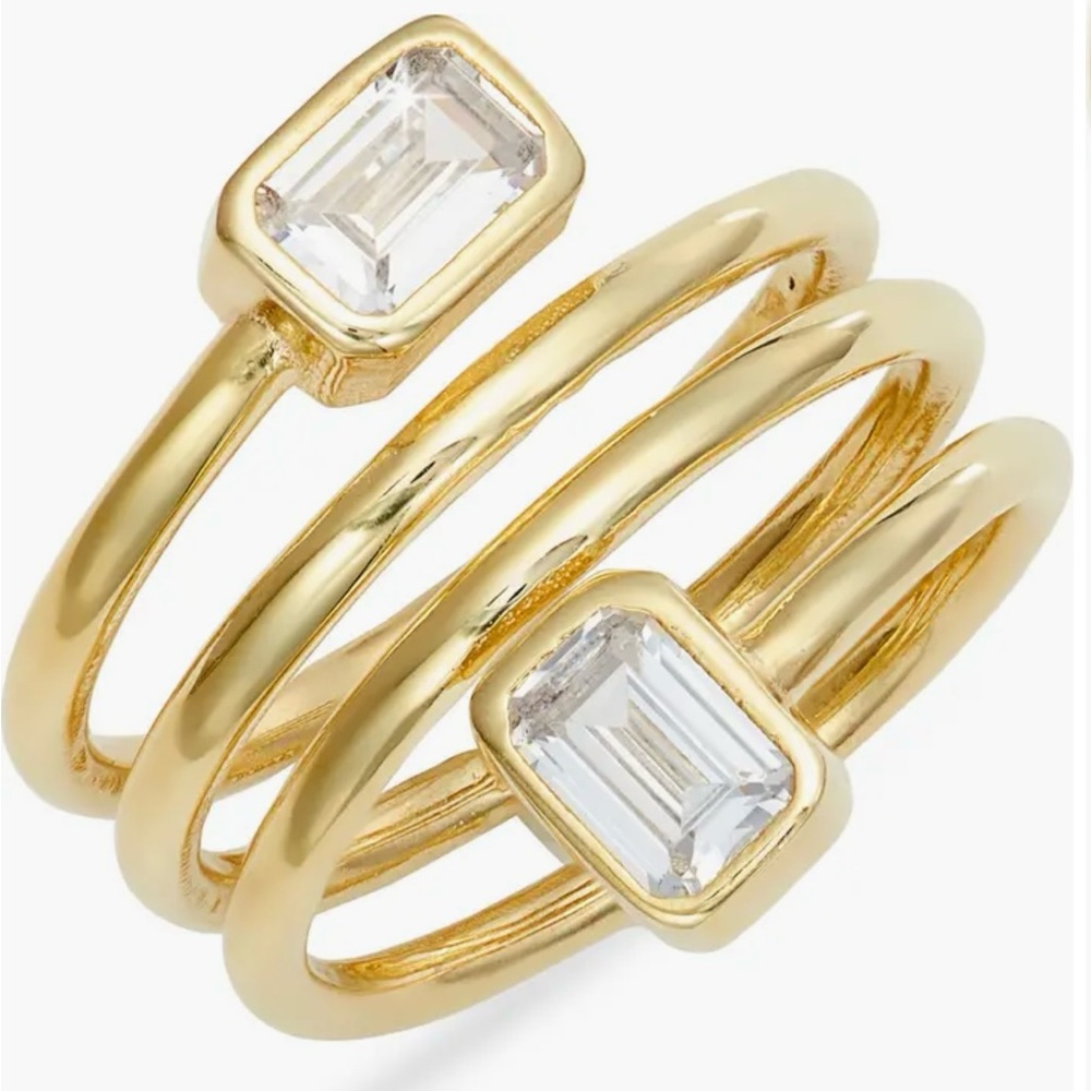 SHYMI Emerald Cut Spiral Statement Ring